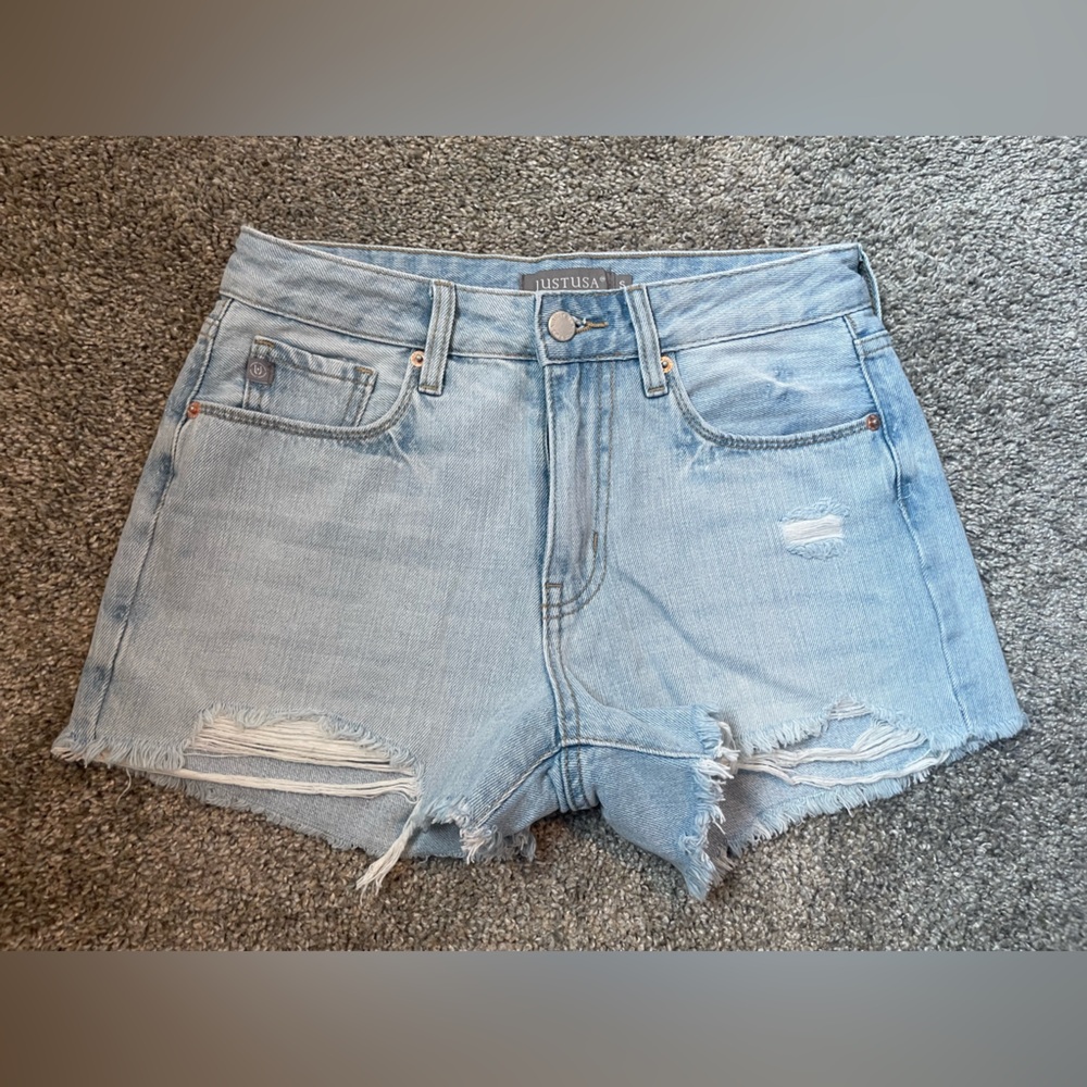 Just USA Blue Distressed Jean Shorts